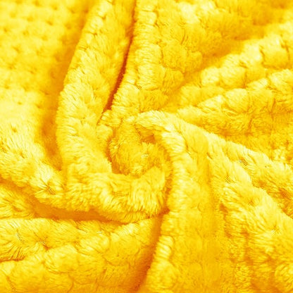 Exclusivo Mezcla Fleece Throw Blanket, Super Soft and Warm Blankets for Couch, Sofa and Bed Waffle Textured, Cozy, Fuzzy and Lightweight (Vibrant Yellow, 40x50 Inches)