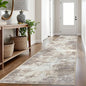 IOHOUZE Abstract Runner Rug 3x16 Ft Long Washable Runners for Hallways, Non Slip Kitchen Runner Printed Faux Wool Entryway Runner Indoor, Modern Abstract Floor Carpet for Hall Stair, Beige Brown