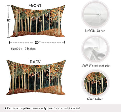 Rustic William Morris Inspired Autumn Forest Decor Pillow Covers 18x18 Double-Sided, Fall Home Room Decor,Vintage Botanical Nature Decorative Throw Pillow Covers for Home Bedroom Living Room