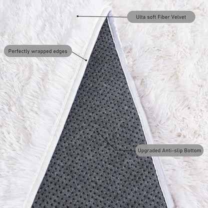 Rugs for Living Room 5x7, Soft Shaggy Modern Shag Area Rug for Bedroom, Upgrade Non-Slip Plush Fluffy Carpet for Kids Boys Girls Room Home Decor Aesthetic, Cream White