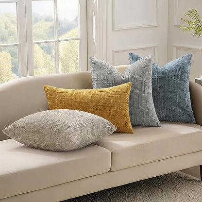 decorUhome Light Brown Chenille Throw Pillow Covers 12x20 Set of 2 Textured Soft Cozy Slubby Couch Pillow Covers Modern Farmhouse Boho Decorative Pillow Cases for Bed Sofa Living Room