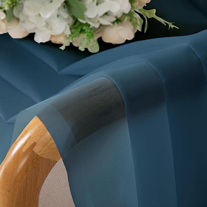 Lecloud Dusty Blue Sheer Curtains 54 Inch Length 2 Panels, Light Filtering Voile Curtain Drapes for Kitchen Bedroom Windows, Dual Rod Pocket Living Room Sheer Curtains, 40 W x 54 L Inches