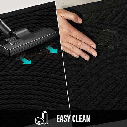 HIYARD Sturdy Front Door Mat, Absorbent Muddy Dirt Resist Welcome Door Mats Outdoor Indoor, Stain and Fade Resistant, Non-Slip Backing Entry Mat Low Profile Doormat for Entryway, 47×32, Black