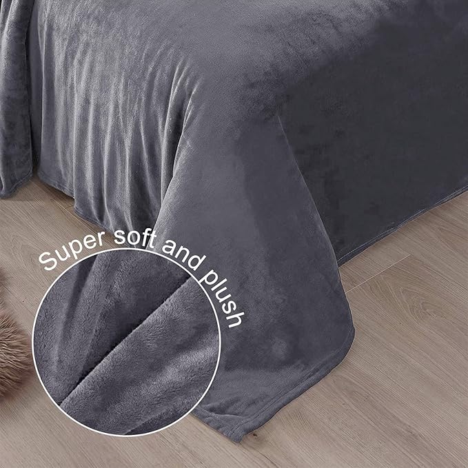 Exclusivo Mezcla Fleece Dark Grey Throw Blanket for Couch, Sofa, Super Soft and Warm Blankets, All Season, Cozy, Plush, Lightweight, 50x60 Inches