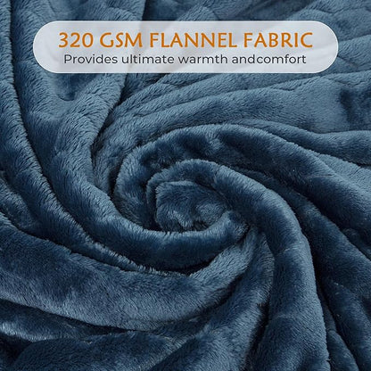 TOONOW Fleece Blanket Super Soft Plush Throw Blanket 50" x 60" Cozy Fuzzy Bed Blankets Geometric Pattern Comfy Microfiber Flannel Blankets for Couch, Bed, Sofa, Navy Blue