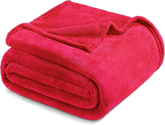 Exclusivo Mezcla Fleece Throw Blanket for Couch, Sofa, 300GSM Super Soft and Warm Blankets, Red Throw All Season Use, Cozy, Plush, Lightweight, 50x60 Inches