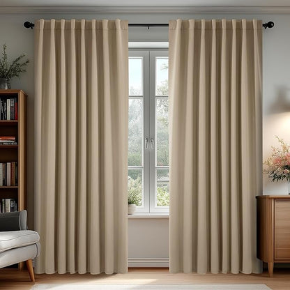 Deconovo Blackout Curtains, Thermal Insulated, W70 x L95 2 Panels, Back Tab, Machine Washable, Room-Darkening Drapes for Bedroom/Living Room Khaki