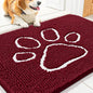 Smiry Dog Door Mat for Muddy Paws, Absorbent Dirt Trapper Non Slip Quick Dry Washable Chenille Mat for Mud Dogs, Entry Rug for Indoor and Outdoor (30x20 Inches, Burgundy and White)