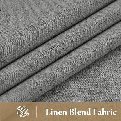 RYB HOME Grey Linen Blackout Curtains for Sliding Glass Door, 100% Blackout Linen Textured Thermal Privacy Modern Drape Panels for Dining Room Large Window, 52" W x 84" L, 2 Panels Set