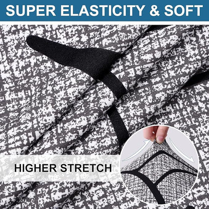 Smiry Printed Couch Cushion Covers, Stretch Soft Couch Covers for Sofa, Washable Non-Slip Sofa Slipcover Furniture Protector for Indoor and Outdoor (3 Pack, Grey and Black)