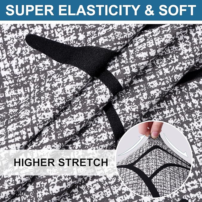 Smiry Printed Couch Cushion Covers, Stretch Soft Couch Covers for Sofa, Washable Non-Slip Sofa Slipcover Furniture Protector for Indoor and Outdoor (Medium,Grey and Black)