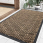 Smiry Front Door Mat Outside Entrance, Heavy Duty Sturdy Natural Rubber Doormat, Trap Dirt and Moisture, Easy Clean Low Profile Mats for Indoor Outdoor Entry, Grid Geometric (35x23, Brown)