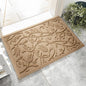 Boho Beige Floral Leaves Outdoor Indoor Entrance Doormats, Absorbent Durable Heavy Duty Welcome Front Door Mat,Thick Natural Rubber Back,Easy Clean Entryway Mat 17x30 Inch, Low Profile