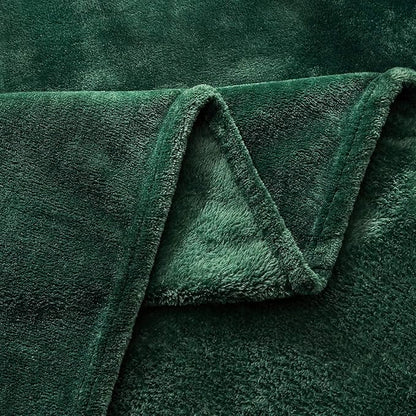 TASTHROW Large Flannel Fleece Throw Blanket, 50×70 Inch - Cozy Lightweight Thick Blanket - All Seasons Suitable for Women, Men and Kids (Two Pack, DarkGreen)