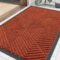 Smiry Front Door Mat Outside Entrance, Heavy Duty Sturdy Natural Rubber Doormat, Trap Dirt and Moisture, Easy Clean Low Profile Mats for Indoor Outdoor Entry, Irregular Triangle (29.5x17, BRN-Orange)