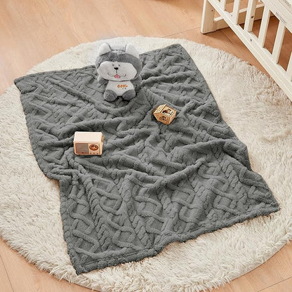 Sherpa Fleece Baby Blanket, Ultra Soft Fluffy Premium Baby Blankets for Boys Girls, Cozy Infant Toddler Newborn Receiving Blankets for Crib Stroller 30”×40” (Grey)