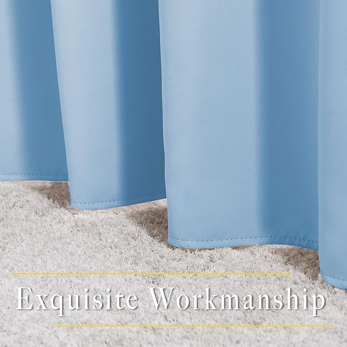 NICETOWN Blackout Curtains 54 Long - Window Treatment Thermal Insulated Solid Grommet Blackout Curtains/Panels/Drapes for Bedroom (Blue, Set of 2, 66 by 54 Inch)