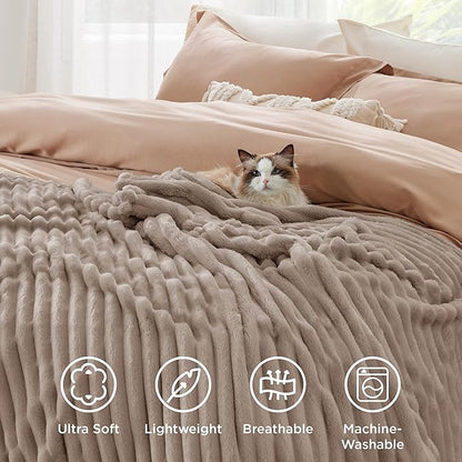 Bedsure GentleSoft Light Brown Fleece Blanket for Couch - Cozy Soft Blankets for Women, Cute Small Throws for Girls, 60x80 Inches