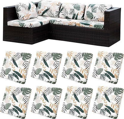 8Pcs Stretch Patio Cushion Covers,Outdoor Couch Covers Replacement,Outdoor Couch & Sofa Slipcovers,for Patio Furniture Cushion Covers,Washable Reusable Furniture Protector(coconut trees,Cover Only)