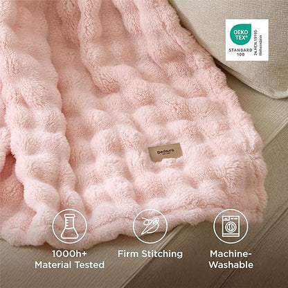 Bedsure 3D Fleece Bubble Blanket for Couch - GentleSoft Pink Twin Blanket for Sofa Bed Girls Room Decor - Luxury Soft Cozy Spring Gifts for Kids Girls, Lightweight, Crystal Pink, 60"×80"