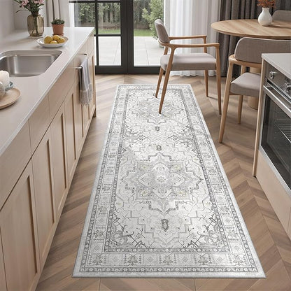 Madane Hallway Runner Rug - 2x5 Rug Runner Washable Runner Rugs Non-Slip Low-Pile Kitchen Runner Rug Laundry Room Rug Throw Carpet for Entrance Bedroom Living Room (2'x5', Grey)