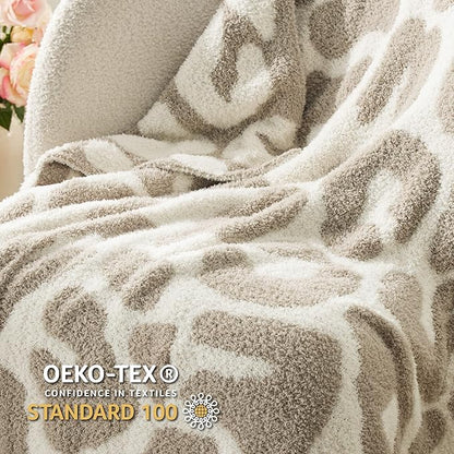 Bedsure Leopard Throw Blanket for Couch, Cheetah Print Knit Fall Gifts Blanket - Super Soft, Cozy & Warm, GentleSoft, Breathable & Lightweight for Bedding Sofa, Khaki, 50x60 Inches