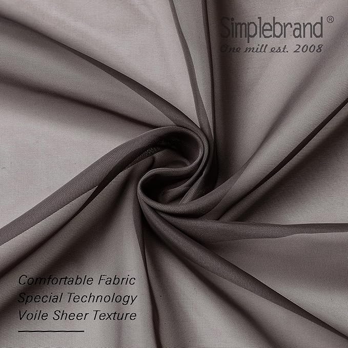 Simplebrand Chocolate Sheer Curtains 63 Inch Length 2 Panels, Rod Pocket Solid Color Window Sheer Curtain Panels, Elegant Curtains & Drapes for Living Room, Bedroom 2 Panels (42" W x 63" L)