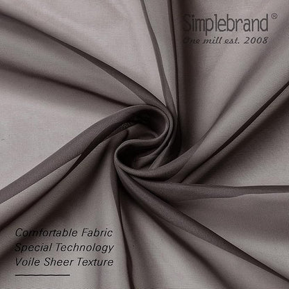 Simplebrand Chocolate Sheer Curtains 63 Inch Length 2 Panels, Rod Pocket Solid Color Window Sheer Curtain Panels, Elegant Curtains & Drapes for Living Room, Bedroom 2 Panels (42" W x 63" L)