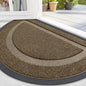 OLANLY Half Circle Door Mat Indoor Outdoor Entrance Welcome, Waterproof All-Season, All-Weather Doormat, Sturdy Natural Rubber, Low Profile, Easy Clean Patio Porch Entryway Mat, 59x23, Brown