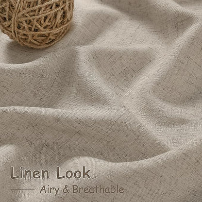 Cobblestone Linen Curtains for Living Room 126 Inches Long Light Filtering Semi Sheer Curtain Back Tab Modern Farmhouse Decor Elegant Drapes Floor to Ceiling High Window for Bedroom 52x126, 2 Panels