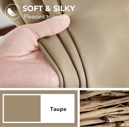 Deconovo Solid Back Tab and Rod Pocket Curtains Thermal Insulated Blackout Window Curtains for Kitchen 52Wx54L Inch Khaki 2 Panels