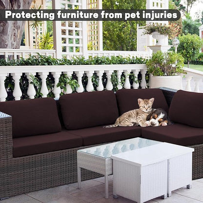 8Pcs Outdoor Cushion Covers, Patio Cushion Covers,Stretch Elastic Slipcovers, Replacement Washable & Reusable Furniture Protector for Patio Couch,Thick Jacquard Fabric(Coffee, Cover Only)