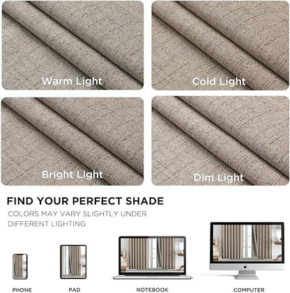 Joydeco Blackout Curtains for Bedroom - Nature Linen 84 Inch Long 100% Light Blocking 2 Panels Set, Rod Pocket & Back Tabs Living Room Drapes, Thermal Insulated Room Darkening Window Curtains