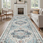 Madane 4x12 Wide Hallway Runners: Washable Runner Rug for Entryway Living Room Soft Vintage Non Slip Carpet Runner for Kitchen Dining Room Nursery Bedroom Thin Area Rug (Blue, 4x12ft)
