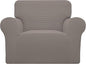 Easy-Going Stretch Oversized Chair Sofa Slipcover 1-Piece Couch Sofa Cover Furniture Protector Soft with Elastic Bottom for Kids Spandex Jacquard Fabric Small Checks Taupe