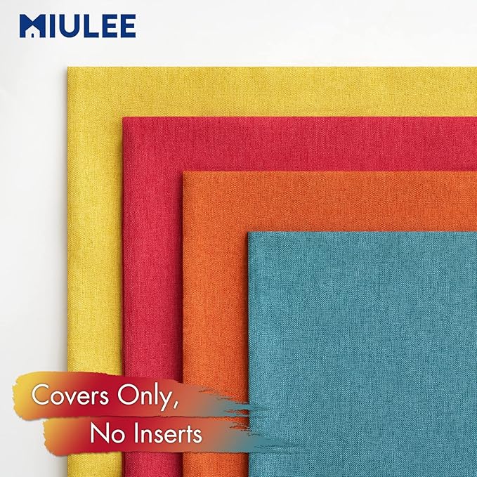 MIULEE Pack of 4 Decorative Outdoor Throw Pillow Covers Linen Waterproof Pillow Covers Farmhouse Cushion Cases for Patio Garden Tent Balcony Couch Sofa 16x16 inch Red/Turquoise