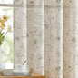 jinchan Floral Linen Curtains for Living Room 84 Inch Length Green Flower Curtain Rod Pocket Back Tab Farmhouse Curtains with Printed Floral Bedroom Window Curtain Set, 2 Panels Green