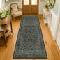 8ft Long Runners for Hallways Non Slip, 2'6" x 8' Floor Runner for Kitchen, Entryway Indoor, Washable Rubber Backing Stain Resistant - Vintage Floral Dark Green & Black Wide Décor