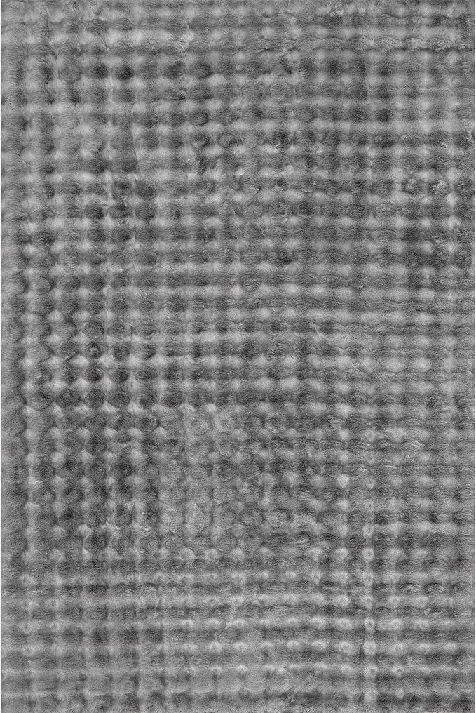 Nuloom Jeni Dark Grey, 6' Round, Solid Faux Rabbit, Fluffy and Cozy, High Traffic, Stain Resistant, Easy Clean, Durable Washable Area Rug for Bedroom, Living Room, Dining, Den, Foyer, Entryway