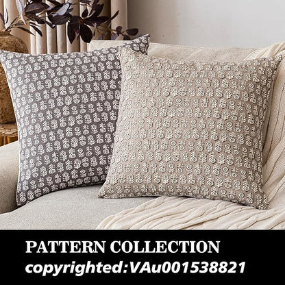 Foindtower Set of 2 Decorative Vintage Floral Print Throw Pillow Covers Neutral Modern Farmhouse Cushion Covers Boho Home Decor for Sofa Couch Chair Bedroom Living Room,22×22 Inch,Rustic Gray