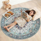 RELEANY Area Rugs 4ft Washable Non-Slip, Floral Vintage Distress Print Pattern Medallion Carpet for Living Room Bedroom Dining Room, Green Navy Blue White Red Teal Colorful