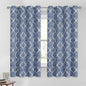 Beauoop 100% Blackout Curtains 45 Inches Long 2 Panels for Bedroom Living Room Blue Moroccan Geo Room Darkening Thermal Insulated Soundproof Grommet Top Window Treatments Drapes, 50x45 Set of 2