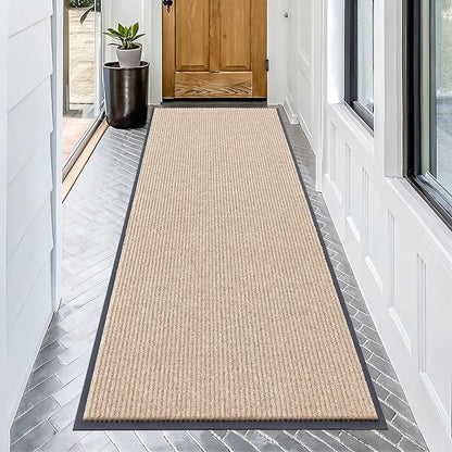 OLANLY Front Door Mat Indoor Outdoor Entrance, Waterproof Heavy Duty Doormat, Fade Resistant, Low Profile, Easy Clean Patio Porch Welcome Floor Mats for Entry, 71x34, Beige