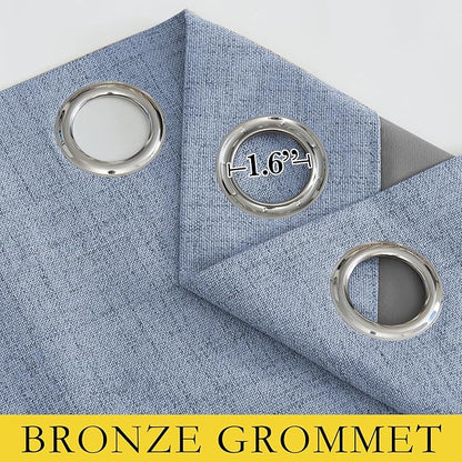 NICETOWN Stone Blue Vintage Linen 100% Blackout Curtains for Living Room, Thermal Insulated Curtains 102“ Long, Noise Reducing Window Treatment Drapes for Home Office, 62" Wide Per Panel, Set of 2