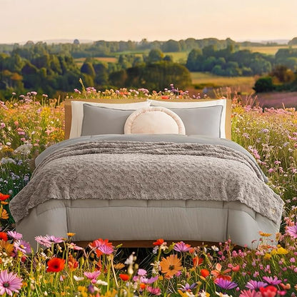 UGG Adalee Faux Fur Full/Queen Size Blanket, Warm Cozy Blanket, Extra Large Throw for Sofa, Washable Bedding for Full or Queen Size Bed, Cute Room Decor, 90" x 90", Oyster Brown