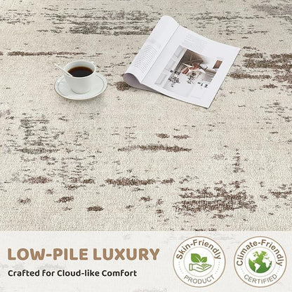 UERMEI 5x7 Area Rug Living Room Rugs - Washable Neutral Modern Abstract Soft Thin Rug Indoor Floor No Slip Rug Carpet for Bedroom Under Dining Table Home Office Decor - Brown/Grey/Beige
