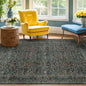 Dark Green 4x6 Washable Area Rug for Living Room Bedroom Large Entryway Kitchen, Ultra Soft Non Slip Stain Resistance, Floral Distressed Aethestic Design