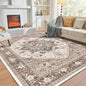 OPPODREAM Soft Area Rugs 3x5, Washable Rugs with Non Slip Backing, Low-Pile Throw 3x5 Carpet, Faux Cashmere 3 x 5 Carpet, Khaki