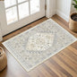 Entryway Rug - 2x3 Washable Rug Runner for Bathroom, Laundry Room, Kitchen, Soft Vintage Hallway Runner for Bedroom, Non-Slip Door Mat Indoor Entrance(Beige,2'x3')