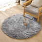 ORINOVA Silver Grey Shag Faux Sheepskin Fuzzy Fur Rugs for Bedroom Circle Plush Washable Furry Fur Area Rugs for Living Room Nursery 4ft X 4ft Rug